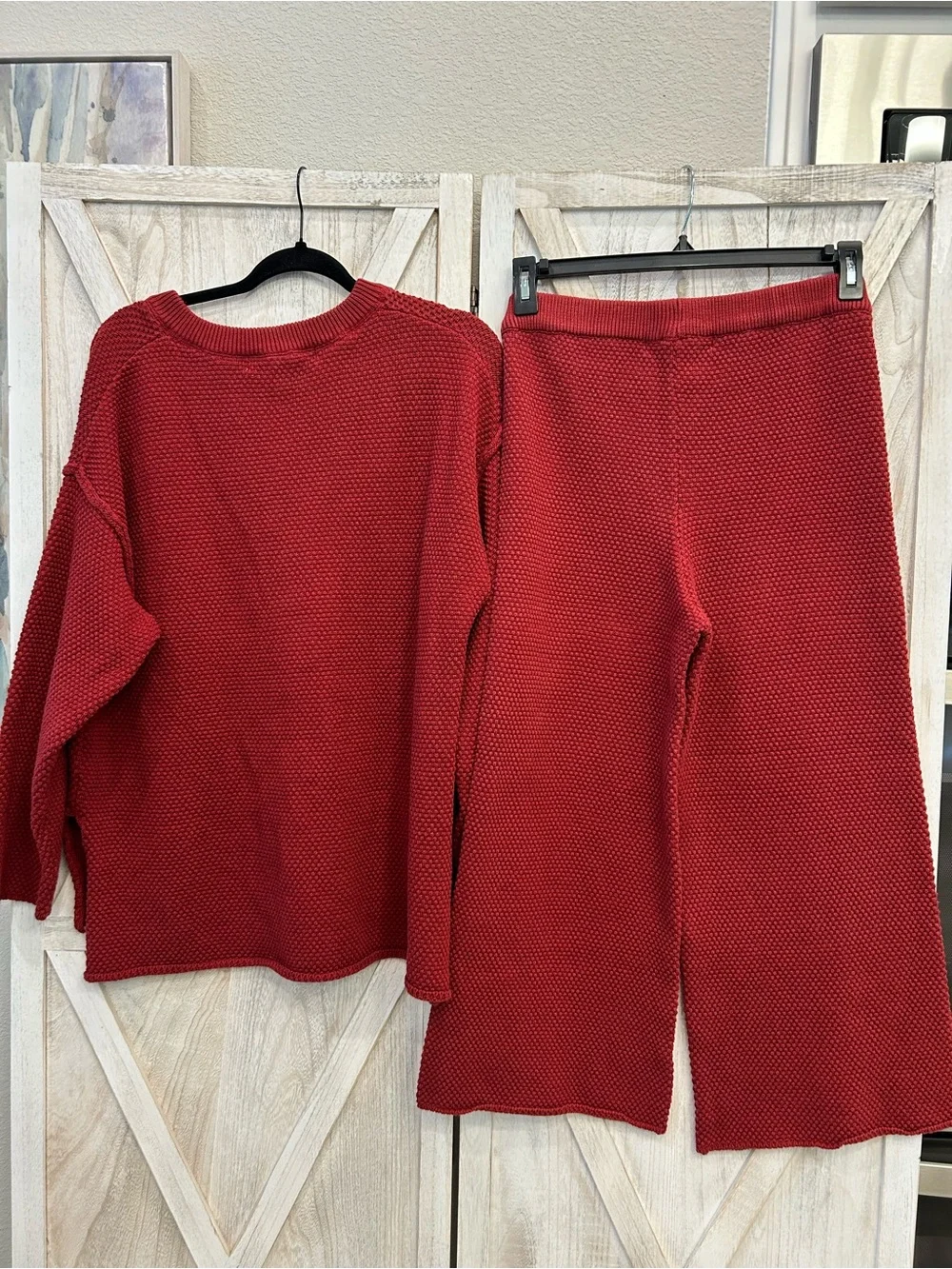 Free People Wide Leg Knit Pants and Sweater Set in Canyon Sunset